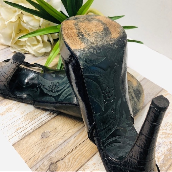 𝅺DONALD J. Pliner Black Couture Canna Strap Buckle Heels Open Toe Size 8 - Picture 5 of 7